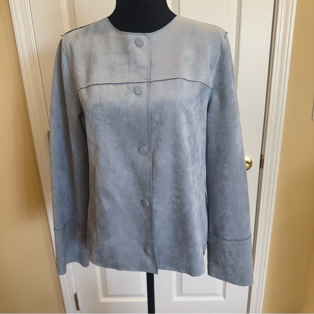 Chicos Gray/Blue Women's Jacket- suede like Size 1